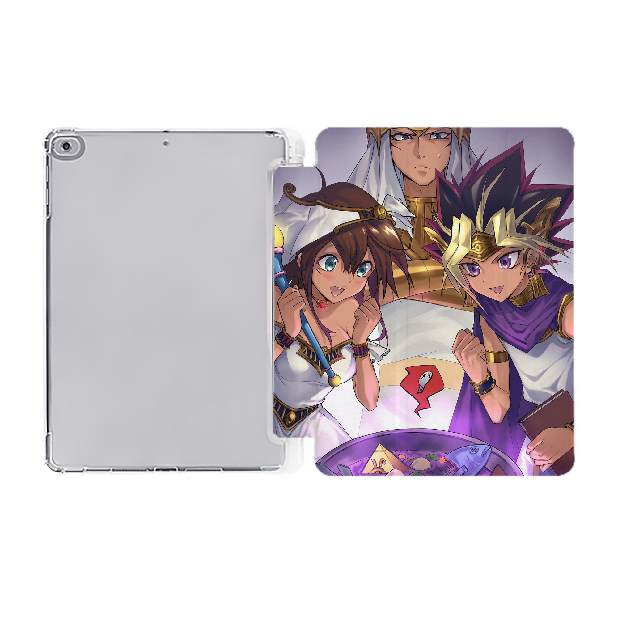 （画像用） 遊☆戯☆王 Yu-Gi-Oh! IPad ケース ペン収納付き 三つ折りスタンド PUレザー×シリコン 対応機種9.5/10.5/10.9インチ